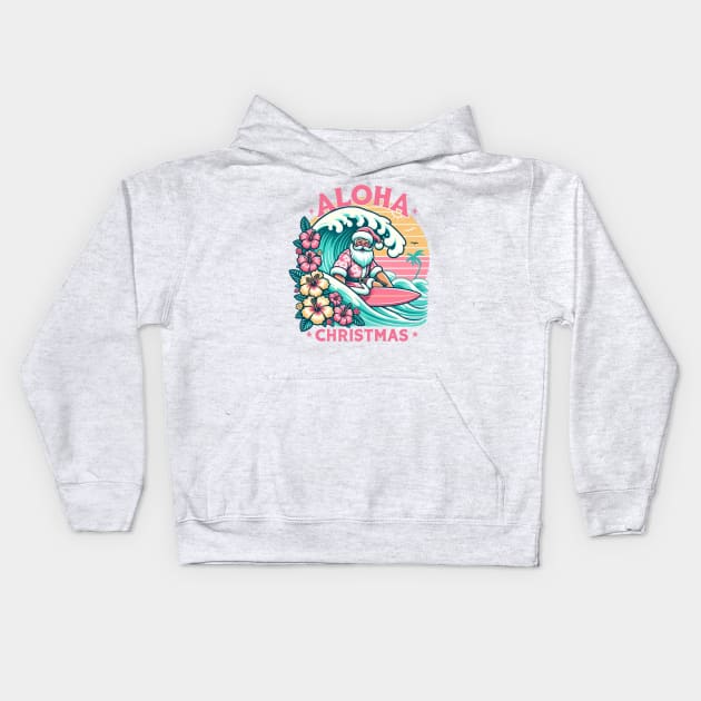 Hawaiian Santa Kids Hoodie by Chromatic Fusion Studio